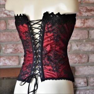 Black & red corset with matching panties